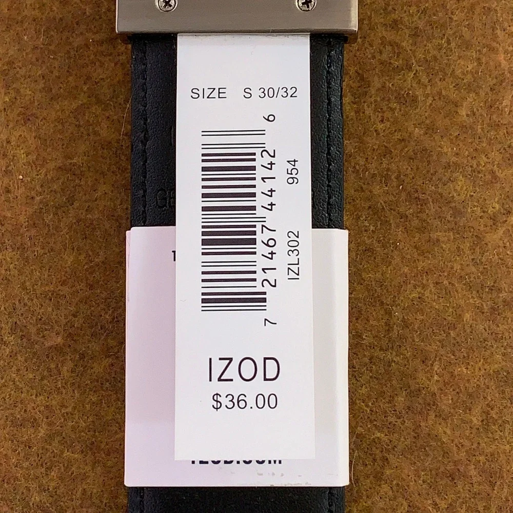 IZOD Mens Small 30/32 Brown Black Reversible Full Grain Leather Belt NWT